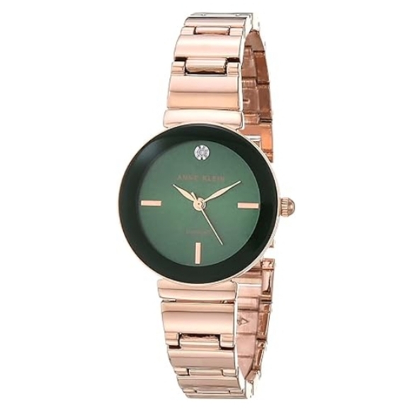 Women\'s Genuine Diamond Dial Bangle Watch Rose Rose Gold /Green